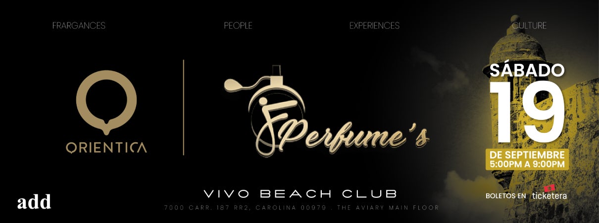 Ticketera artwork for Orientica + JF PERFUMES Experiences at Vivo Beach Club